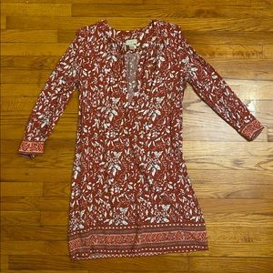 Loft red floral dress, size large